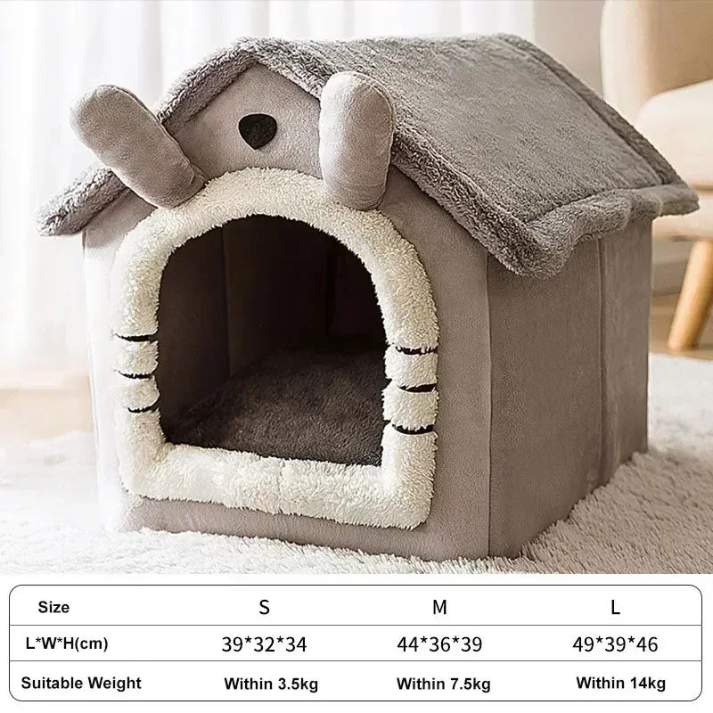 All Seasons Warm Washable Cat Dog House Indoor Soft Removable Cushion Pet Bed Kennel for Small Medium Pets Durable Pet Supplies