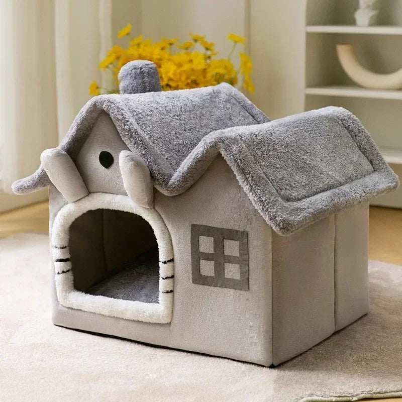 All Seasons Warm Washable Cat Dog House Indoor Soft Removable Cushion Pet Bed Kennel for Small Medium Pets Durable Pet Supplies