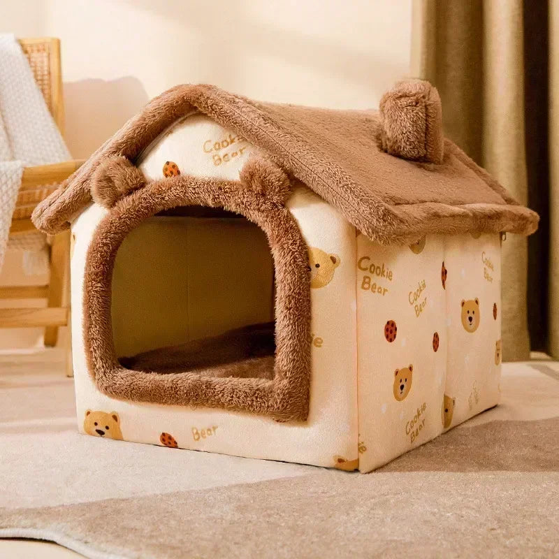 All Seasons Warm Washable Cat Dog House Indoor Soft Removable Cushion Pet Bed Kennel for Small Medium Pets Durable Pet Supplies